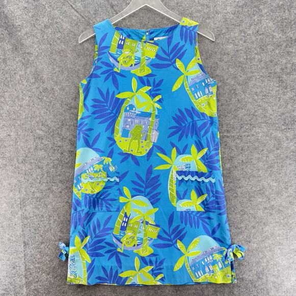 Lilly Pulitzer Negresco Serenade Frog Palm Shift Dress Size 6 White Label Resort - Picture 5 of 12